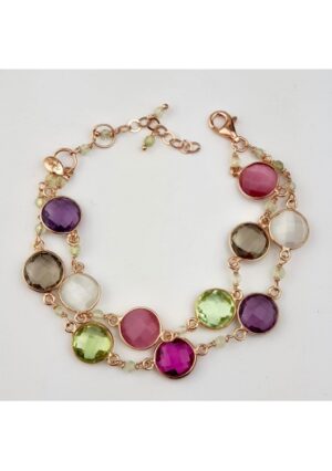 Bracciale quarzi idrotermali multicolor﻿