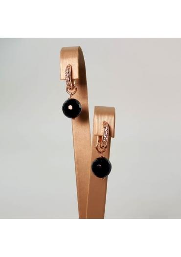 Cerchietti con zirconi, agata nera 10 mm
