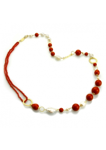 Chanel corallo bamboo red, perle coltivate﻿