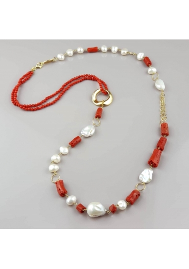 Chanel corallo rosso sardo, perle coltivate﻿