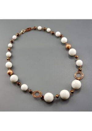 Collana Agata bianca, quarzo idrotermale brown﻿
