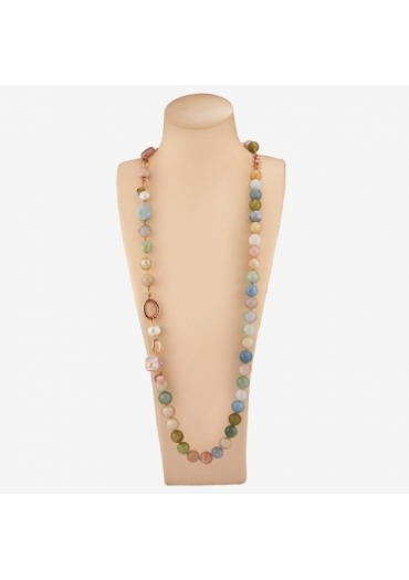 Collana scomponibile acquamarina multicolor, opale rosa