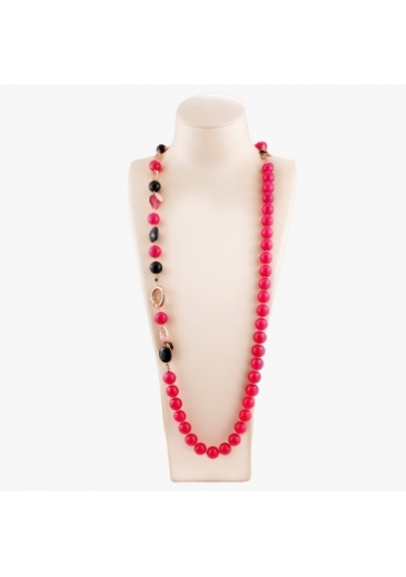 Collana scomponibile giada rosa, agata nera﻿