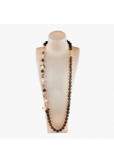 Collana scomponibile Quarzo fumé, perle coltivate