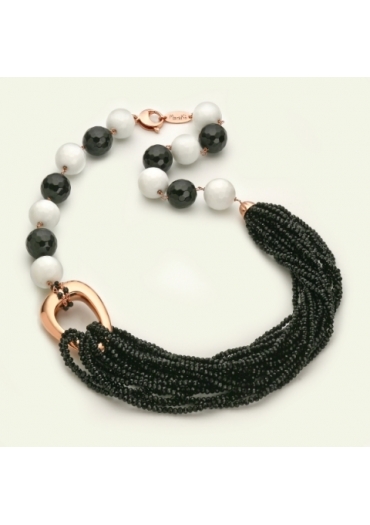 Collier agata nera e agata bianca