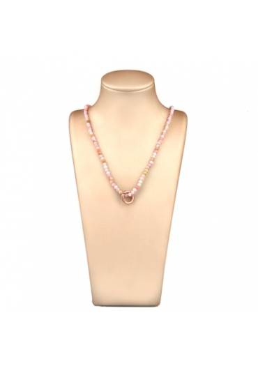 Collier opale rosa taglio diamond