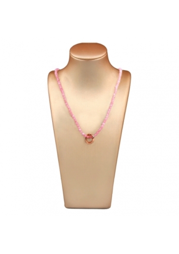 Collier quarzo rosa taglio diamond