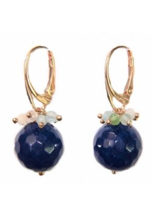 Orecchini agata blu zaffiro,Acquamarina multicolor﻿
