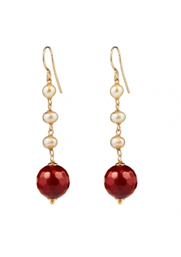 orecchini agata ruby perle coltivate﻿