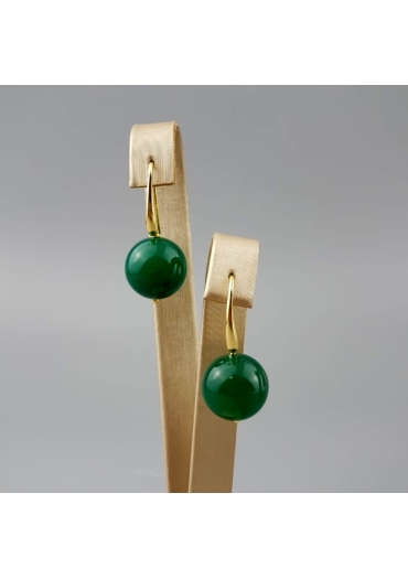 Orecchini agata verde smeraldo, 14 mm﻿