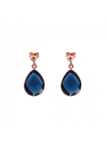 Orecchini goccia 18 per 13 mmquarzo blue light﻿