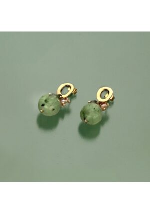 Orecchini quarzo rutilato verde, perle coltivate﻿