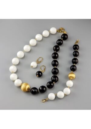 Parure agata bianca e nera﻿