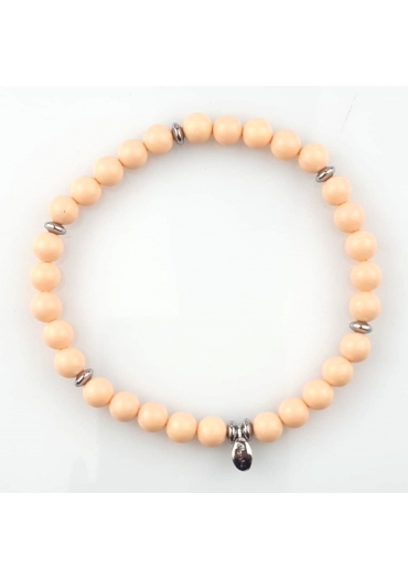 Bracciale elastico Bamboo rosa  6 mm﻿