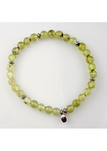 Bracciale elastico quarzo rutilato  verde 6mm﻿