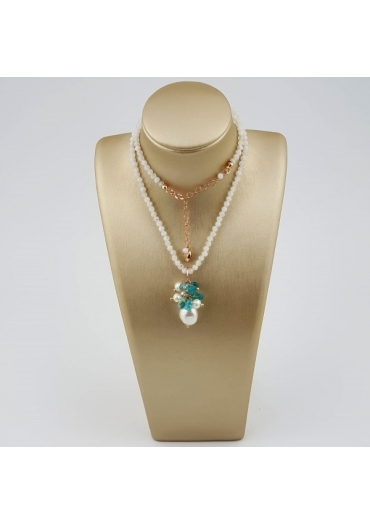 Collier labradorite bianca,apatite