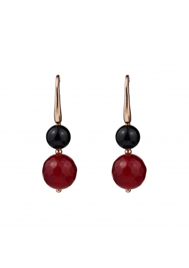 Orecchini agata nera, agata Ruby﻿