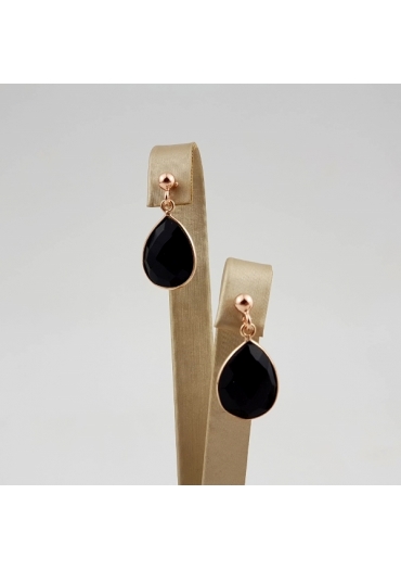 Orecchini Goccia 18 per 13 mm Agata nera﻿