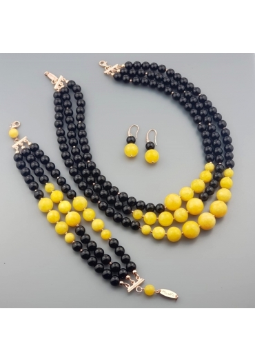 Parure agata nera, agata gialla