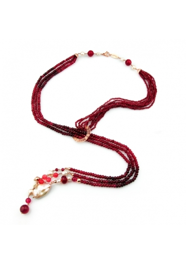 Sciarpetta agata ruby, perle coltivate﻿